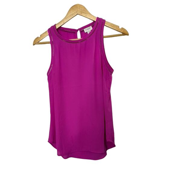 J. Crew Fuchsia Sleeveless Top with Ladder Trim Women's Size 00 - Picture 1 of 6